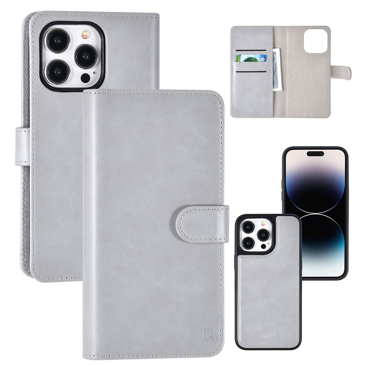 UNIQ Accessory UNIQ Accessory iPhone 14 Pro Max Book Case hoesje Pasjeshouder - Grijs