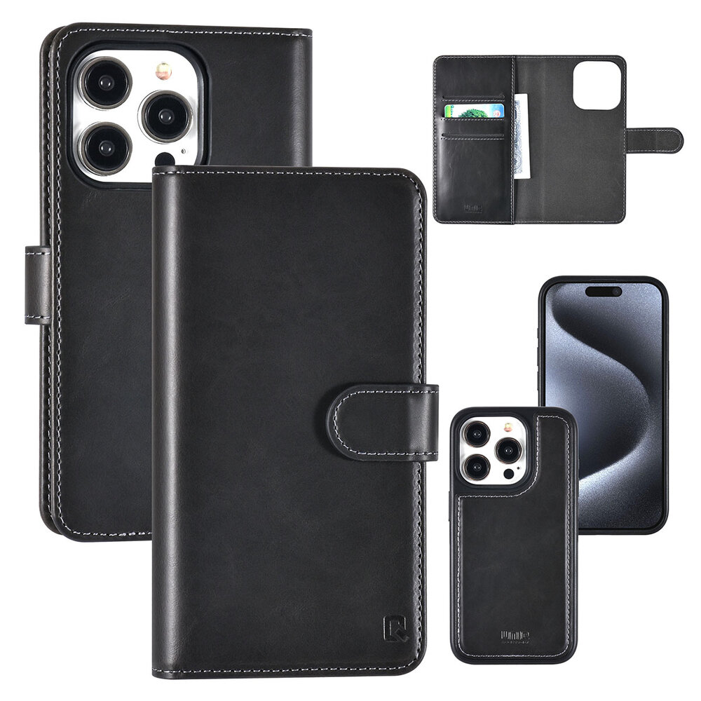 UNIQ Accessory UNIQ Accessory iPhone 15 Pro Book type case - Card holder - Black UNIQ Accessory UNIQ Accessory iPhone 15 Pro Book type case - Card holder - Black