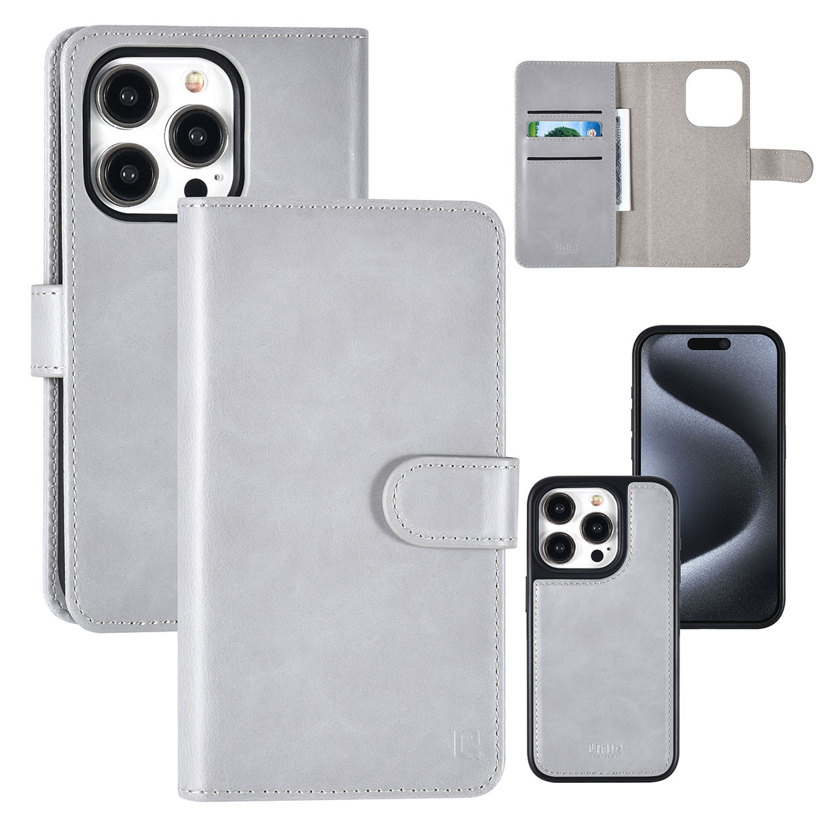 UNIQ Accessory UNIQ Accessory iPhone 15 Pro Book Case hoesje Pasjeshouder - Grijs
