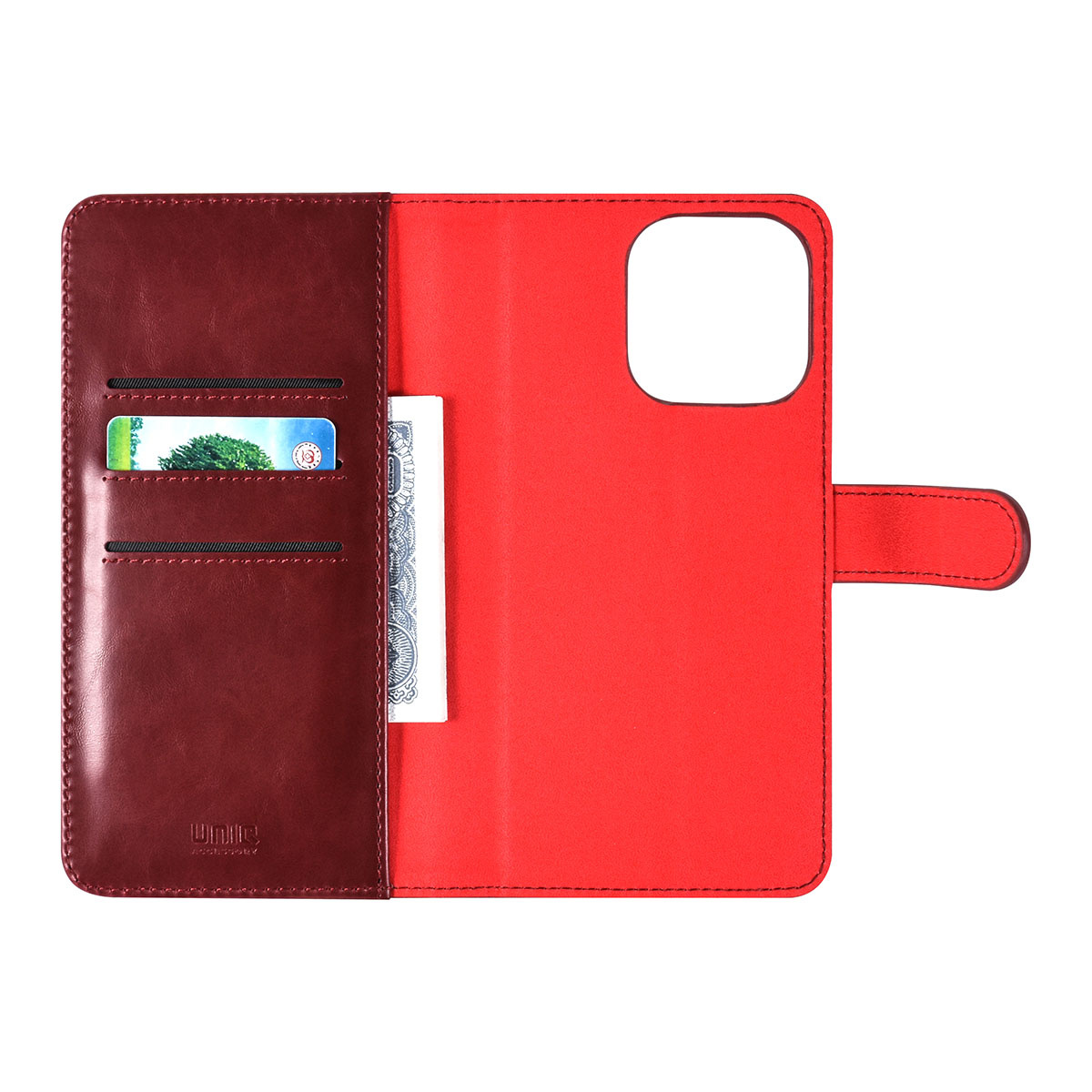 UNIQ Accessory UNIQ Accessory iPhone 15 Pro Max Book Case hoesje Pasjeshouder - Rood, foto 6 van 6