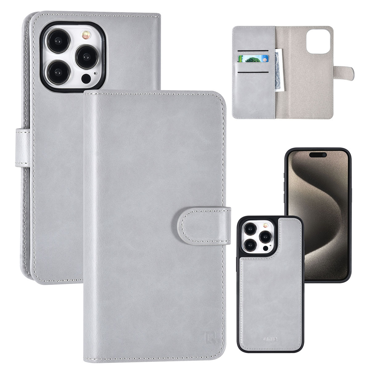 UNIQ Accessory UNIQ Accessory iPhone 15 Pro Max Book Case hoesje Pasjeshouder - Grijs