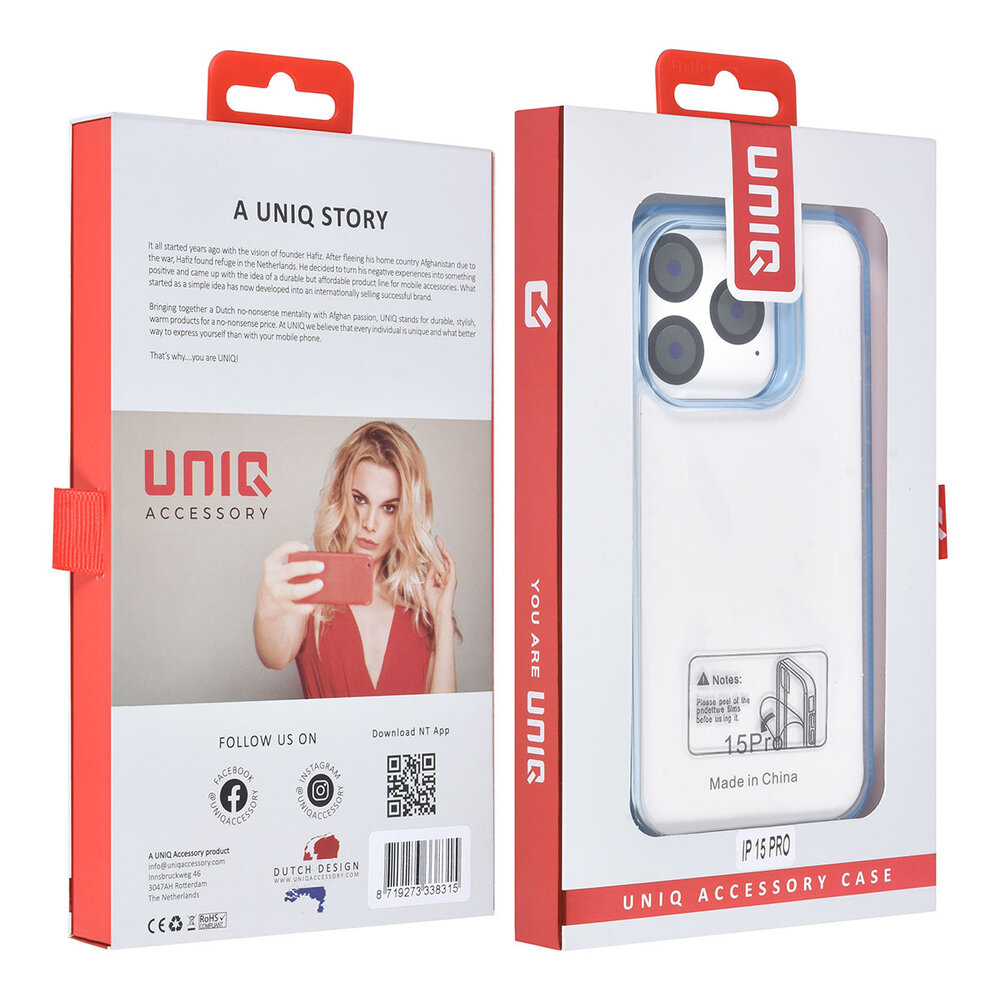 UNIQ Accessory UNIQ Accessory iPhone 15 Pro Backcover hoesje - Blauw UNIQ Accessory UNIQ Accessory iPhone 15 Pro Backcover hoesje - Blauw