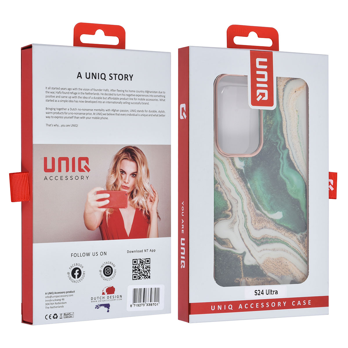 UNIQ Accessory UNIQ Accessory Galaxy S24 Ultra Backcover hoesje - Marble Green, foto 4 van 4