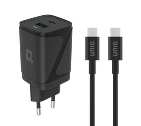 TUNIQ TUNIQ PD 30W GaN-Heimladegerät - Dual-Port mit USB-C-Kabel - Schwarz TUNIQ TUNIQ PD 30W GaN-Heimladegerät - Dual-Port mit USB-C-Kabel - Schwarz