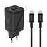 TUNIQ Chargeur domestique GaN PD 30W - Double Port avec Câble USB-C - Noir TUNIQ Chargeur domestique GaN PD 30W - Double Port avec Câble USB-C - Noir