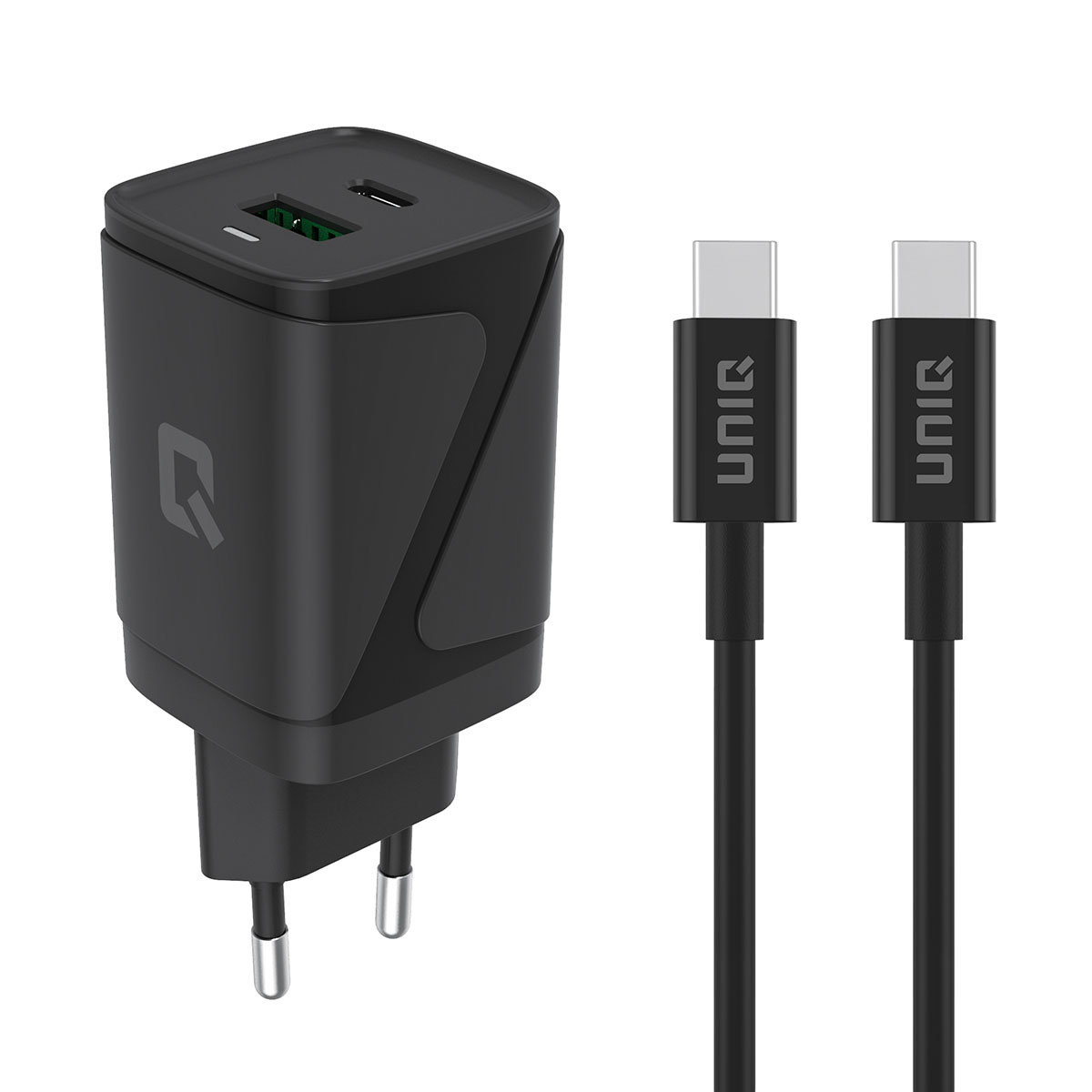 TUNIQ TUNIQ PD 30W GaN Thuislader - Dual Poort met USB-C kabel - Zwart, foto 2 van 5