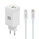 UNIQ Accessory UNIQ Accessory PD 45W GaN Home Charger - Dual Port with USB-C to iPhone Cable - White UNIQ Accessory UNIQ Accessory PD 45W GaN Home Charger - Dual Port with USB-C to iPhone Cable - White