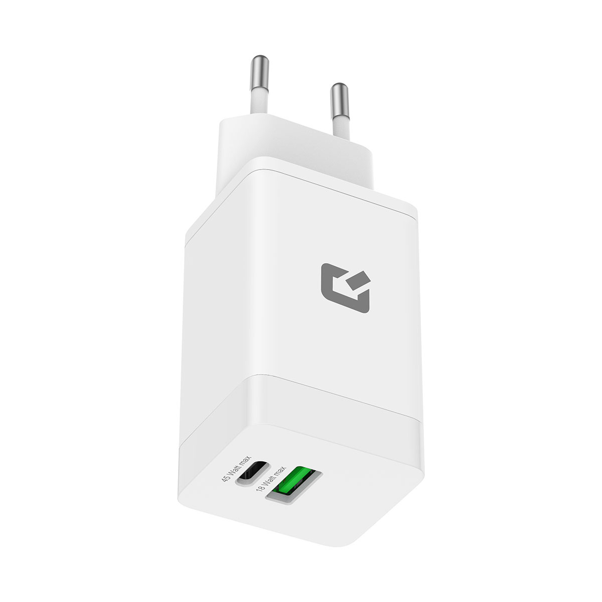 TUNIQ TUNIQ PD 45W GaN thuislader - dual poort met USB-C naar iPhone kabel - Wit, foto 3 van 4