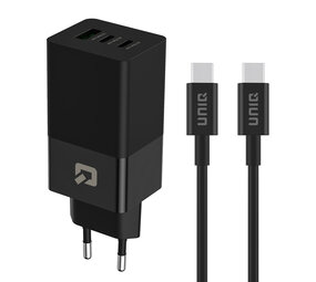 UNIQ Accessory UNIQ Accessory PD 65W - Heimladegerät mit USB-C zu USB-C Kabel - Schwarz UNIQ Accessory UNIQ Accessory PD 65W - Heimladegerät mit USB-C zu USB-C Kabel - Schwarz