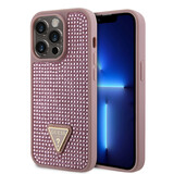 Guess Guess iPhone 15 Pro Back cover coque Rhinestone triangle - Rose