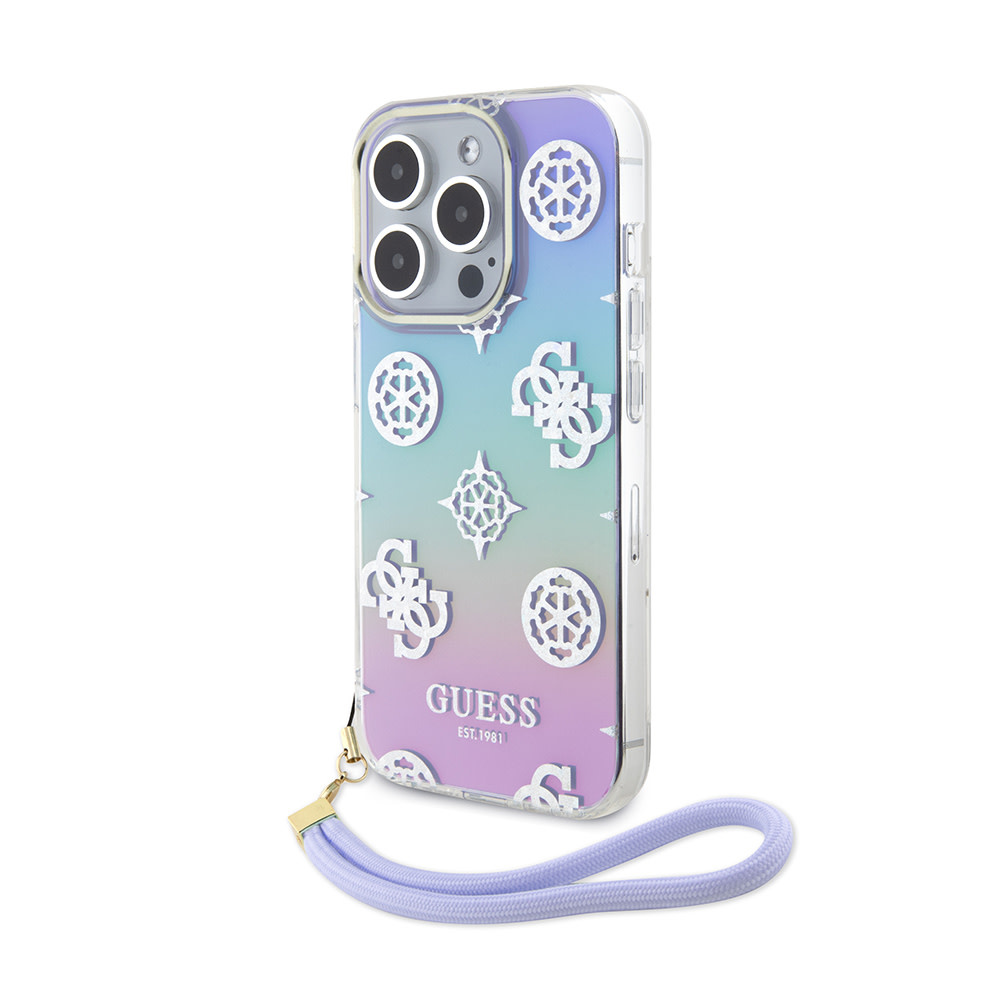 Guess Guess iPhone 15 Pro Backcover hoesje Iridescent glitter pattern - Paars, foto 2 van 6