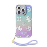 Guess Guess iPhone 15 Pro Backcover hoesje Iridescent glitter pattern - Paars Guess Guess iPhone 15 Pro Backcover hoesje Iridescent glitter pattern - Paars