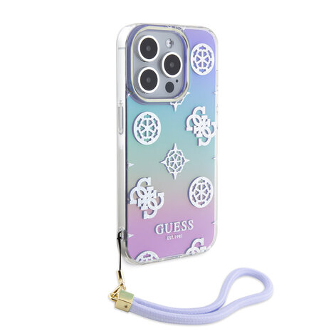 Guess Guess iPhone 15 Pro Backcover hoesje Iridescent glitter pattern - Paars Guess Guess iPhone 15 Pro Backcover hoesje Iridescent glitter pattern - Paars