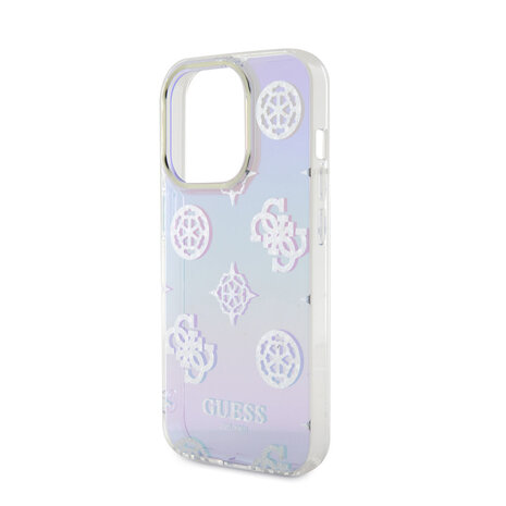 Guess Guess iPhone 15 Pro Backcover hoesje Iridescent glitter pattern - Paars Guess Guess iPhone 15 Pro Backcover hoesje Iridescent glitter pattern - Paars