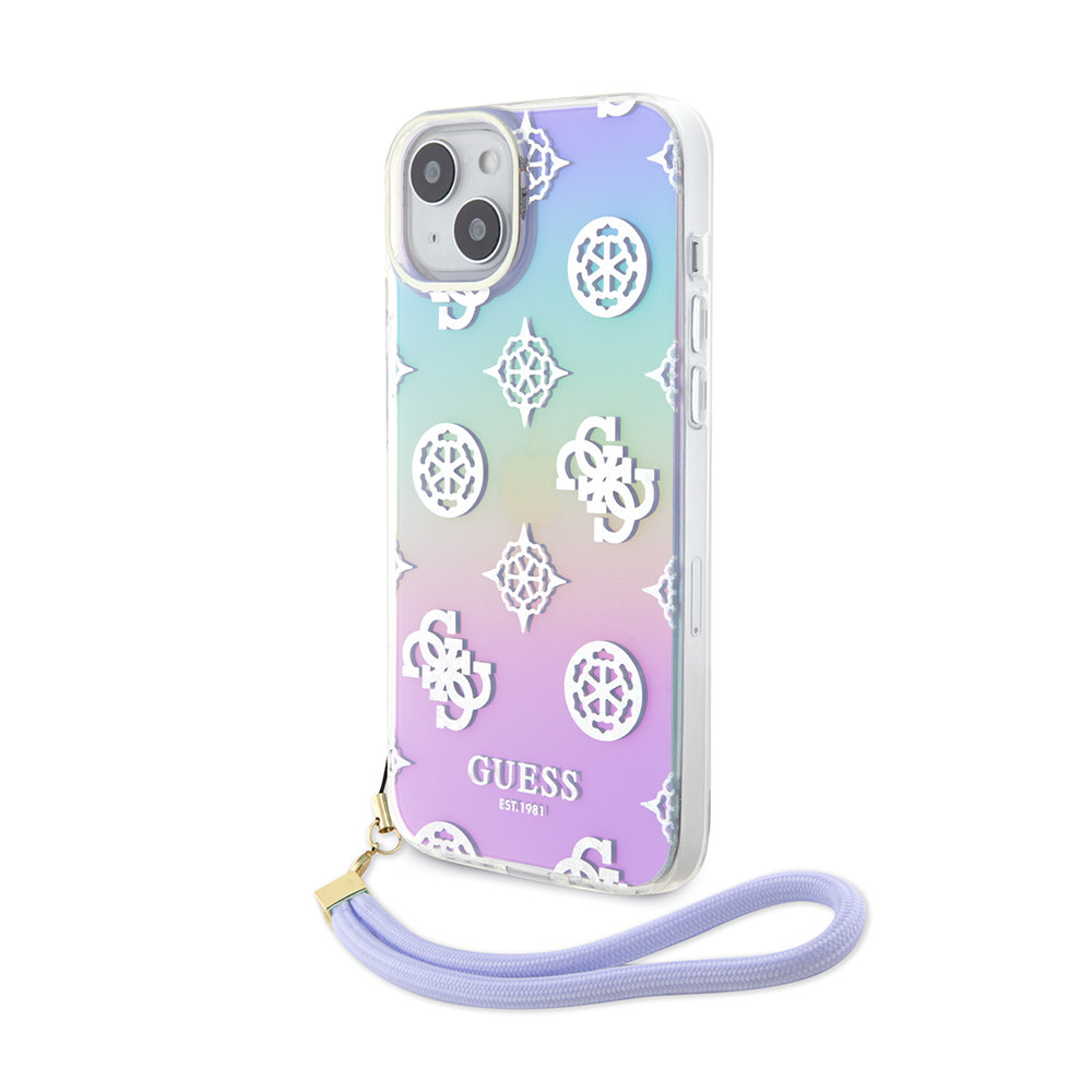 Guess Guess iPhone 15 Backcover hoesje Iridescent glitter pattern - Paars, foto 2 van 6