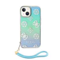 Guess iPhone 15 Back cover case - Iridescent glitter pattern - Turquoise