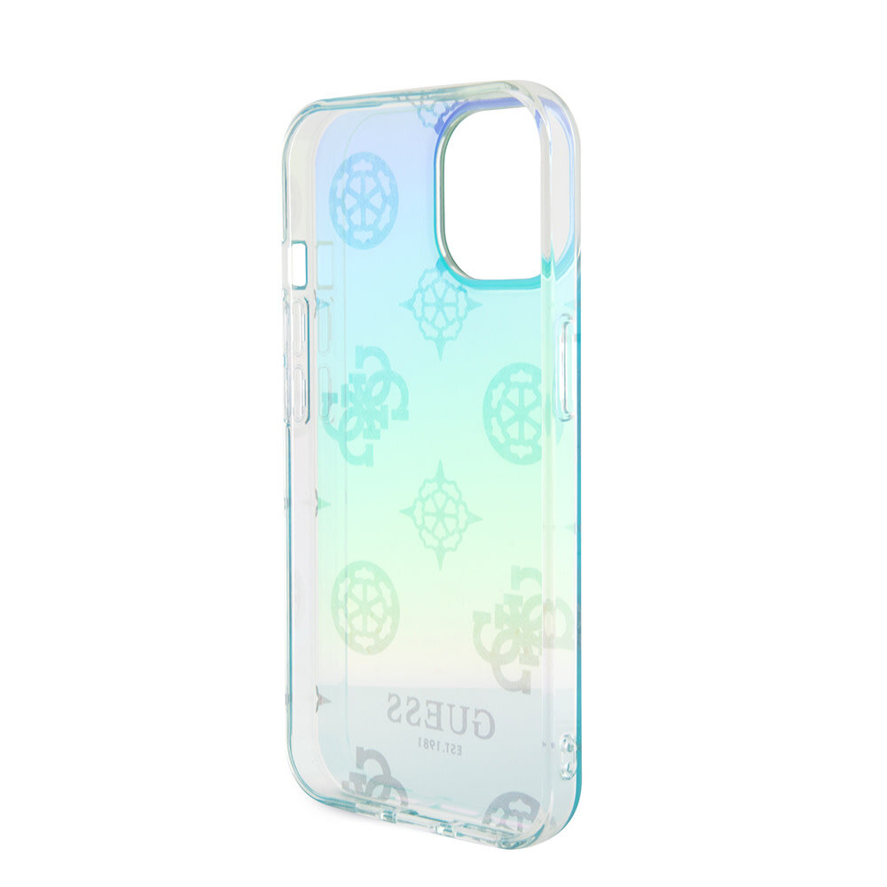 Guess Guess iPhone 15 Backcover hoesje Iridescent glitter pattern - Turquoise Guess Guess iPhone 15 Backcover hoesje Iridescent glitter pattern - Turquoise