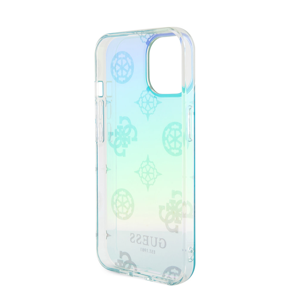 Guess Guess iPhone 15 Backcover hoesje Iridescent glitter pattern - Turquoise, foto 6 van 6