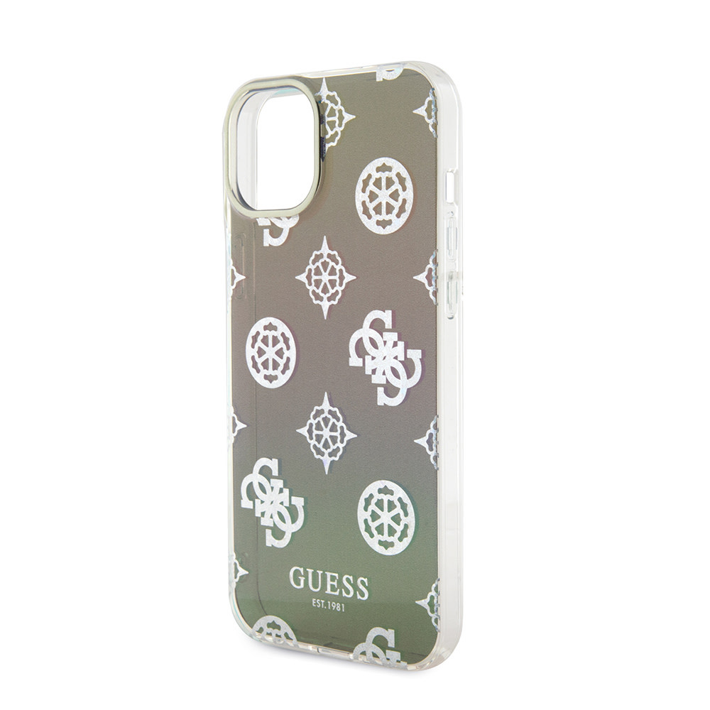Guess Guess iPhone 15 Plus & iPhone 14 Plus Backcover hoesje Iridescent glitter pattern - Zwart, foto 5 van 6