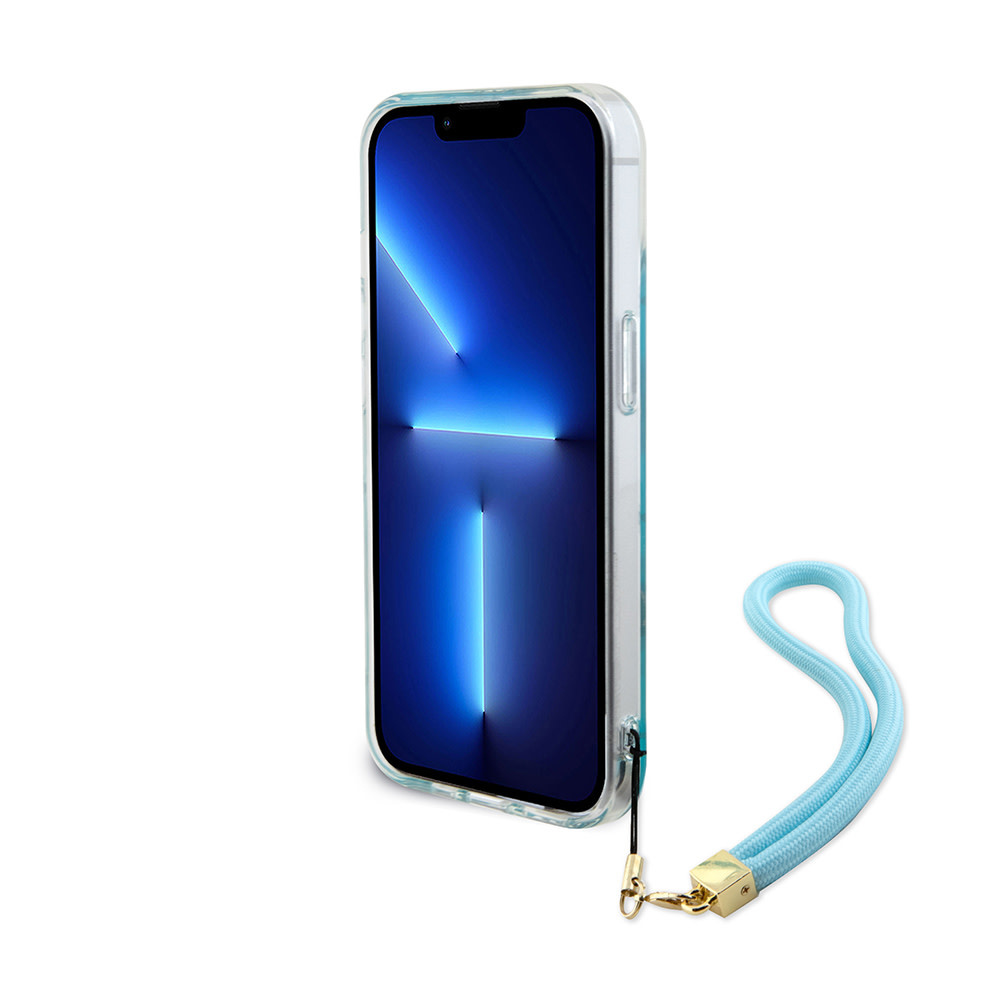 Guess Guess iPhone 15 Plus & iPhone 14 Plus Backcover hoesje Iridescent glitter pattern - Turquoise, foto 4 van 6