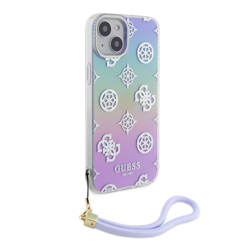 Guess Guess iPhone 15 Plus & iPhone 14 Plus Backcover hoesje Iridescent glitter pattern - Paars, foto 3 van 6