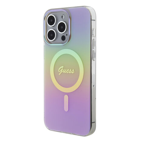 Guess Guess iPhone 15 Pro Back cover case - Magsafe iridescent - Pink Guess Guess iPhone 15 Pro Back cover case - Magsafe iridescent - Pink