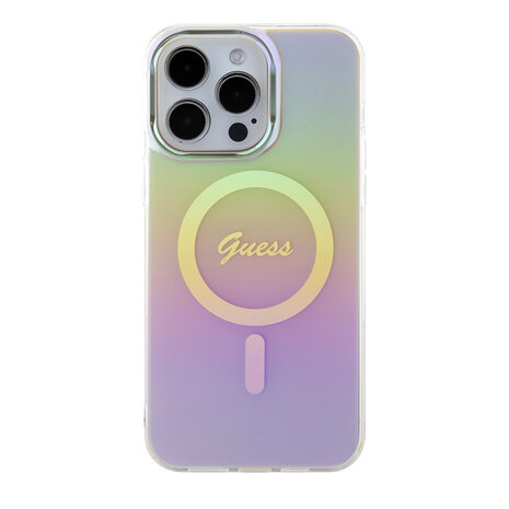 Guess Guess iPhone 15 Pro Back cover case - Magsafe iridescent - Pink Guess Guess iPhone 15 Pro Back cover case - Magsafe iridescent - Pink