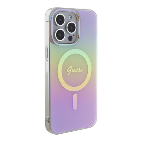 Guess Guess iPhone 15 Pro Back cover case - Magsafe iridescent - Pink Guess Guess iPhone 15 Pro Back cover case - Magsafe iridescent - Pink