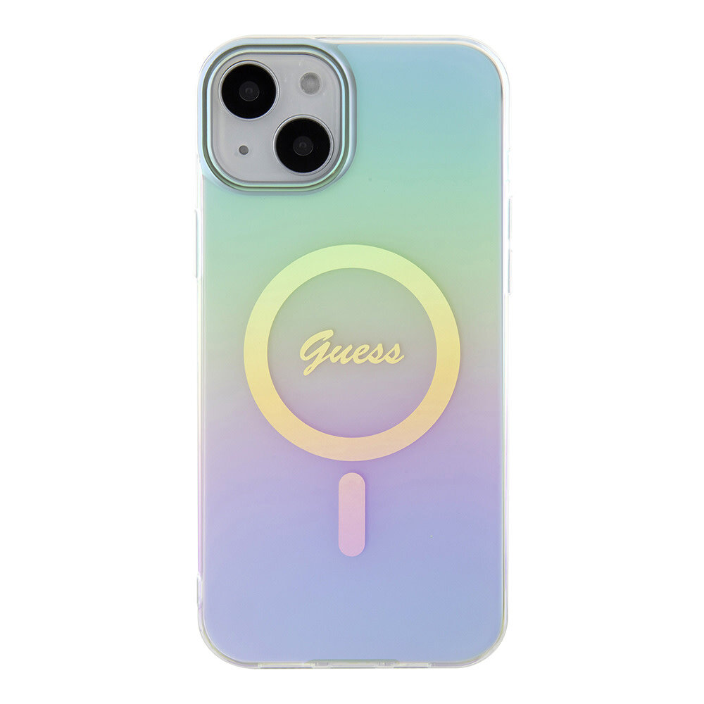 Guess Guess iPhone 15 Plus & iPhone 14 Plus Back-Cover hul - Magsafe iridescent - Turquoise Guess Guess iPhone 15 Plus & iPhone 14 Plus Back-Cover hul - Magsafe iridescent - Turquoise