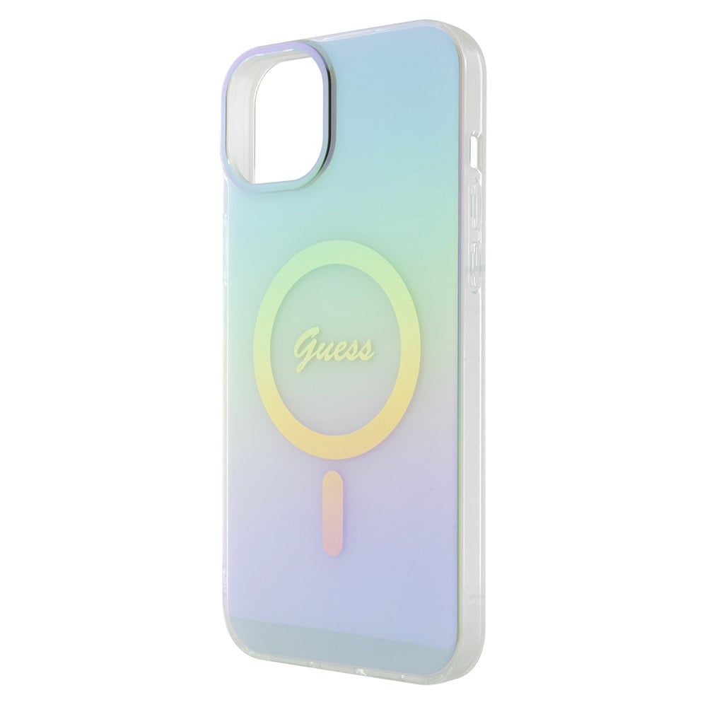 Guess Guess iPhone 15 Plus & iPhone 14 Plus Backcover hoesje Magsafe iridescent - Turquoise, foto 6 van 6