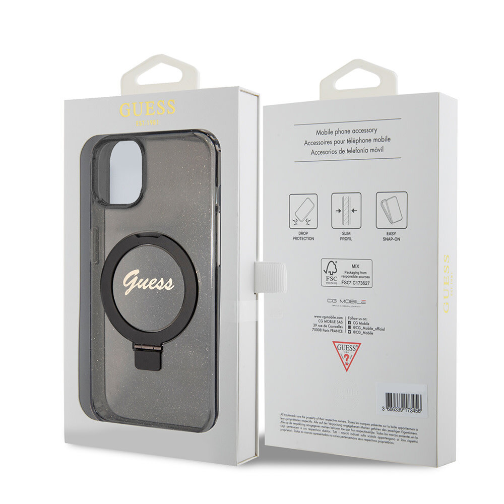 Guess Guess iPhone 15 Plus & iPhone 14 Plus Back cover coque Magsafe script logo - Noir Guess Guess iPhone 15 Plus & iPhone 14 Plus Back cover coque Magsafe script logo - Noir