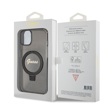 Guess Guess iPhone 15 Plus & iPhone 14 Plus Back cover coque Magsafe script logo - Noir Guess Guess iPhone 15 Plus & iPhone 14 Plus Back cover coque Magsafe script logo - Noir