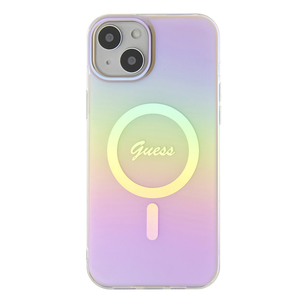 Guess Guess iPhone 15 Back cover coque Magsafe iridescent - Rose Guess Guess iPhone 15 Back cover coque Magsafe iridescent - Rose