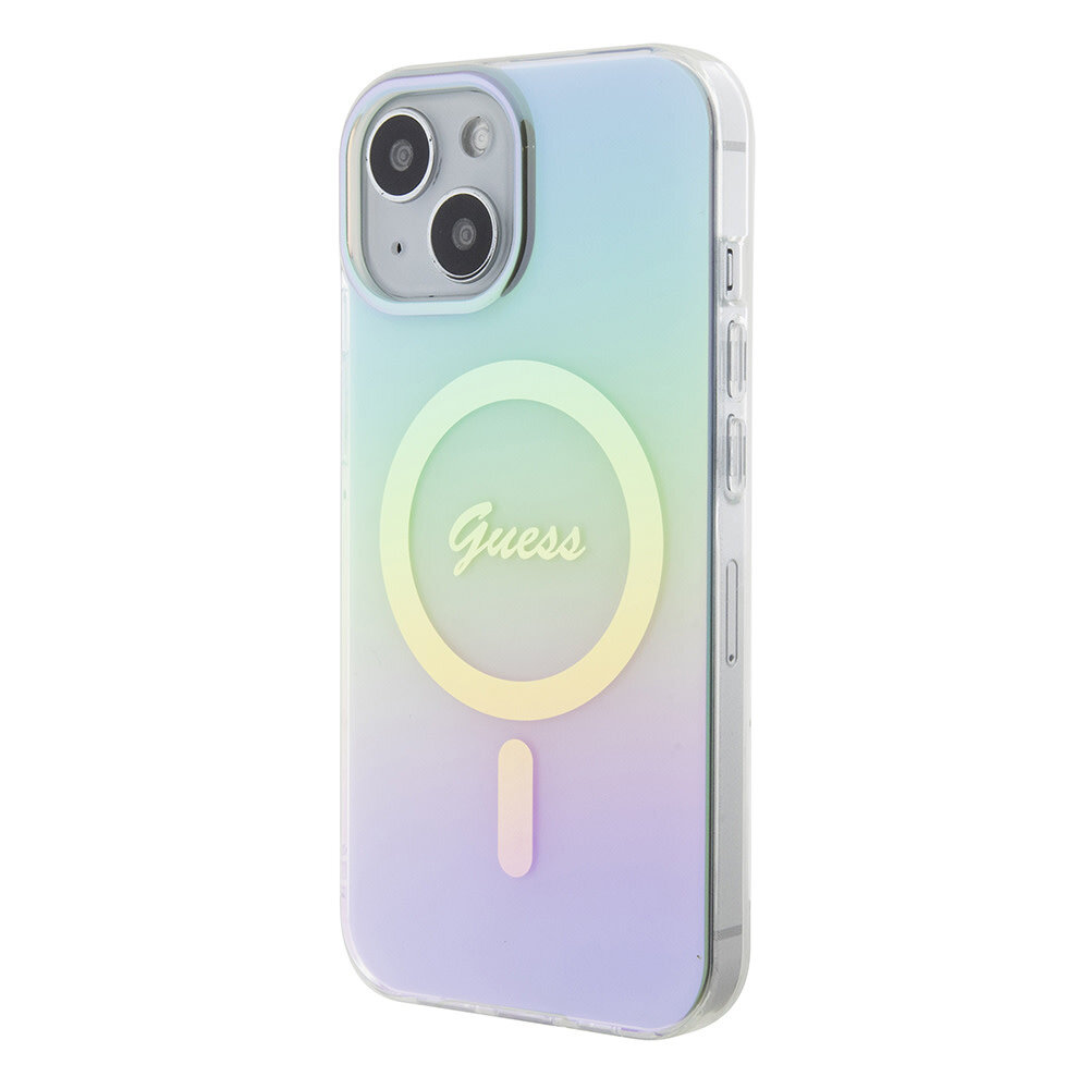 Guess Guess iPhone 15 Back cover coque Magsafe iridescent - Turquoise Guess Guess iPhone 15 Back cover coque Magsafe iridescent - Turquoise