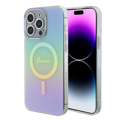 Guess iPhone 15 Pro Max Back cover case - Magsafe iridescent - Turquoise