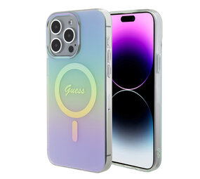 Guess Guess iPhone 15 Pro Max Back cover coque Magsafe iridescent - Turquoise Guess Guess iPhone 15 Pro Max Back cover coque Magsafe iridescent - Turquoise