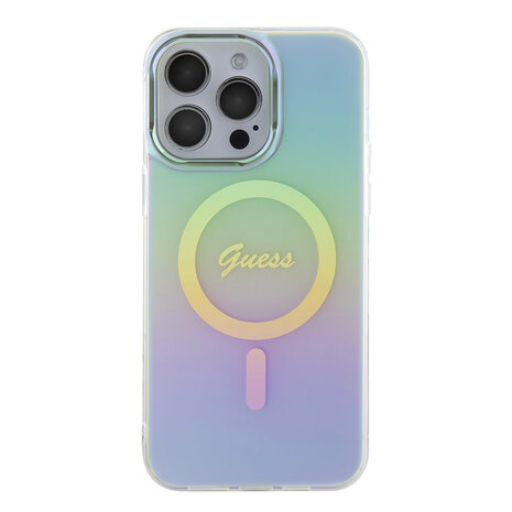 Guess Guess iPhone 15 Pro Max Back cover case - Magsafe iridescent - Turquoise Guess Guess iPhone 15 Pro Max Back cover case - Magsafe iridescent - Turquoise