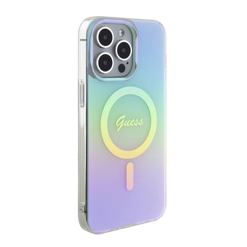 Guess Guess iPhone 15 Pro Max Back cover case - Magsafe iridescent - Turquoise Guess Guess iPhone 15 Pro Max Back cover case - Magsafe iridescent - Turquoise
