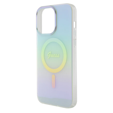 Guess Guess iPhone 15 Pro Max Back cover case - Magsafe iridescent - Turquoise Guess Guess iPhone 15 Pro Max Back cover case - Magsafe iridescent - Turquoise
