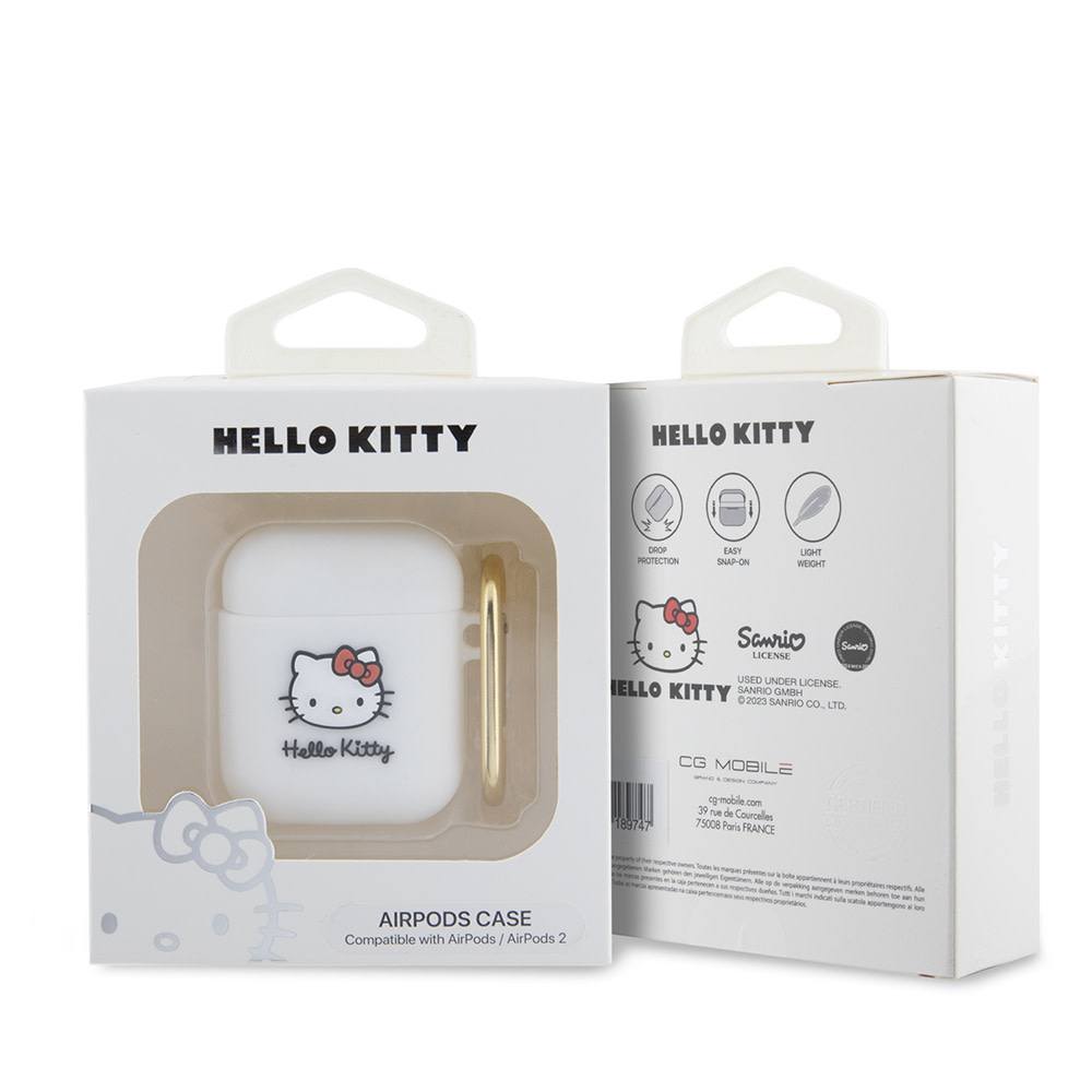 Hello Kitty Hello Kitty AirPod 1/2 AirPods Case 3D SIL Kitty - Wit, foto 4 van 5