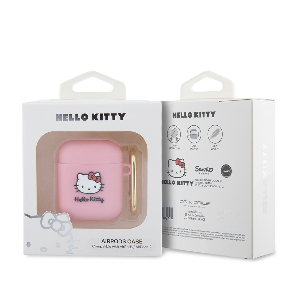 Hello Kitty Hello Kitty AirPod 1/2 AirPods Case 3D SIL Kitty - Roze, foto 3 van 5