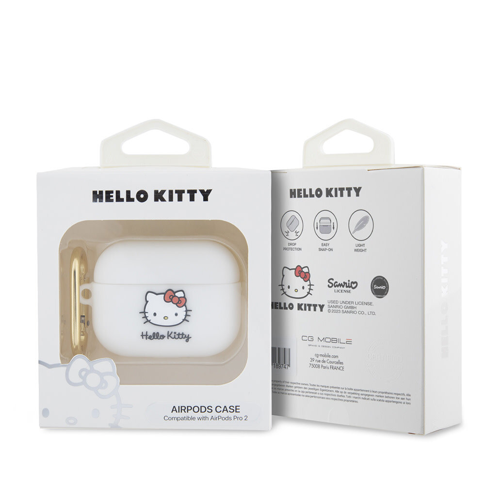 Hello Kitty Hello Kitty Airpods Pro & Pro 2 Case - 3D SIL Kitty - Blanc