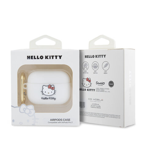 Hello Kitty Hello Kitty Airpods Pro & Pro 2 Case - 3D SIL Kitty - Blanc