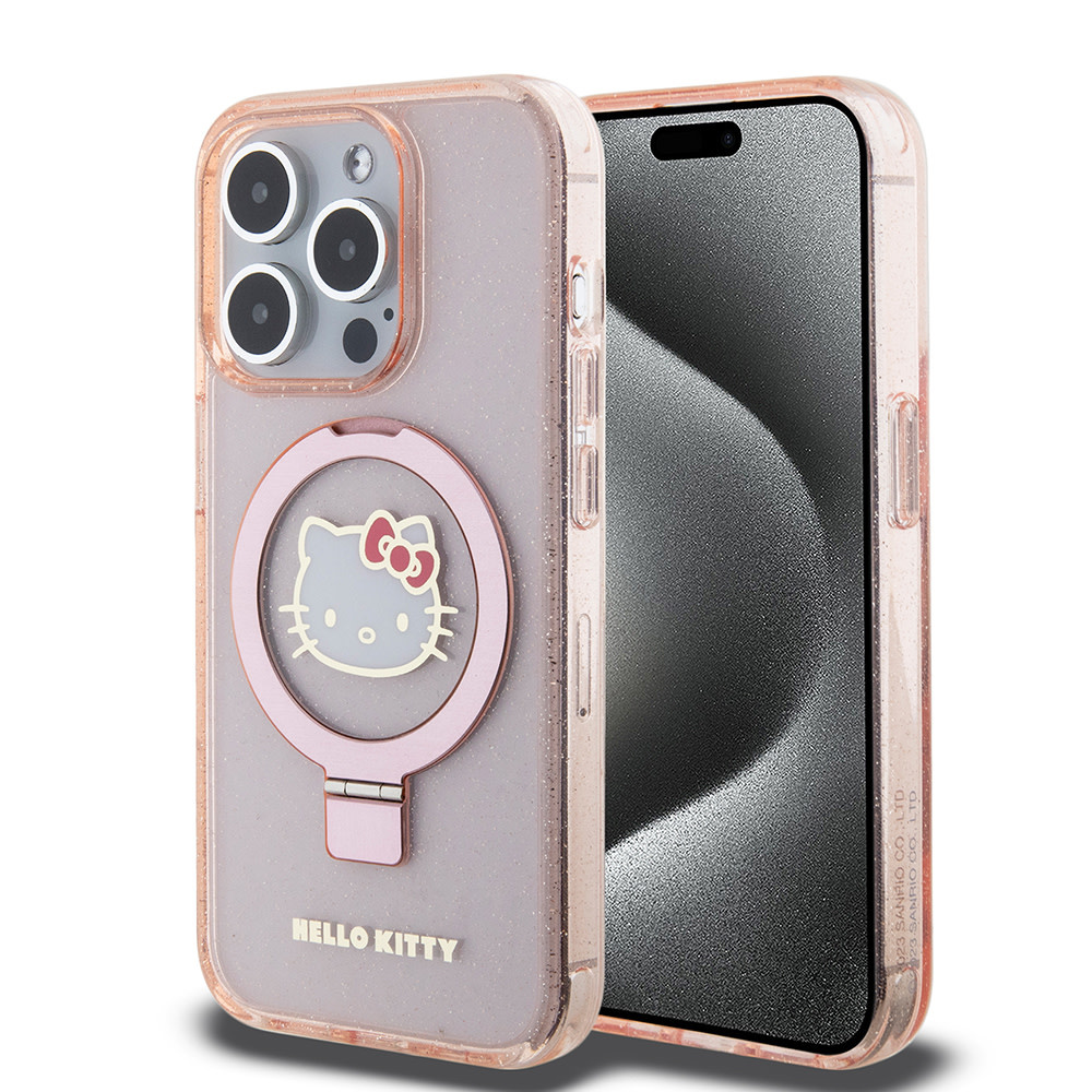 Hello Kitty Hello Kitty iPhone 15 Pro Backcover hoesje Magsafe glitter - Roze