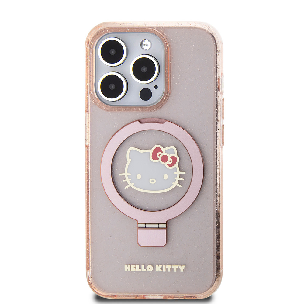 Hello Kitty Hello Kitty iPhone 15 Pro Backcover hoesje Magsafe glitter - Roze, foto 3 van 6