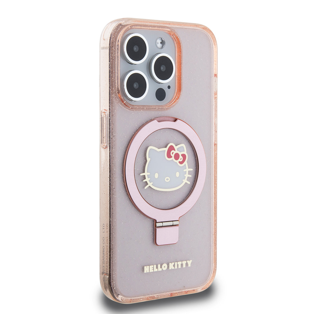 Hello Kitty Hello Kitty iPhone 15 Pro Backcover hoesje Magsafe glitter - Roze, foto 4 van 6