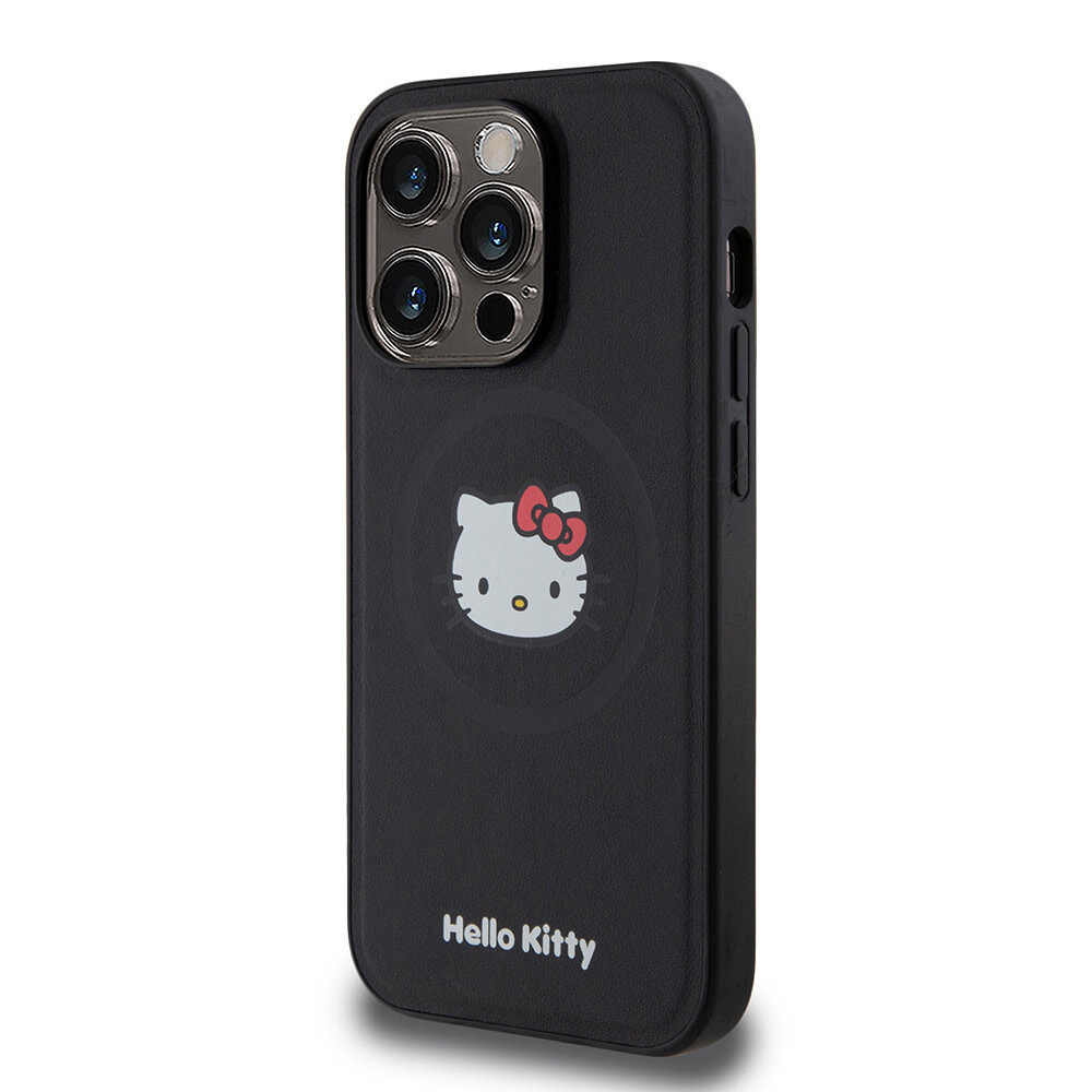 Hello Kitty Hello Kitty iPhone 15 Pro Backcover hoesje Magsafe kitty head - Zwart Hello Kitty Hello Kitty iPhone 15 Pro Backcover hoesje Magsafe kitty head - Zwart