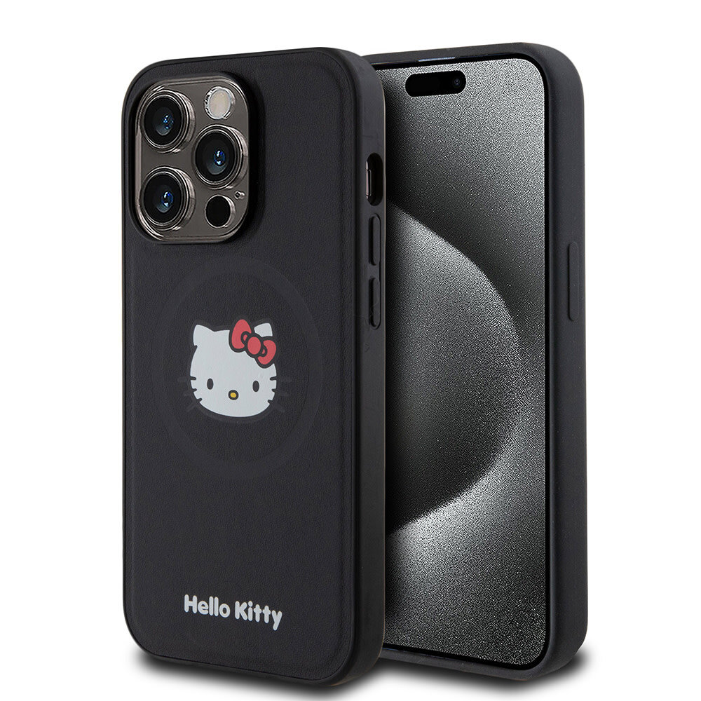 Hello Kitty Hello Kitty iPhone 15 Pro Back cover coque Magsafe kitty head - Noir Hello Kitty Hello Kitty iPhone 15 Pro Back cover coque Magsafe kitty head - Noir