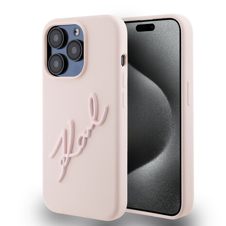 Karl Lagerfeld Karl Lagerfeld iPhone 15 Pro Back cover case - Karl script logo - Pink Karl Lagerfeld Karl Lagerfeld iPhone 15 Pro Back cover case - Karl script logo - Pink