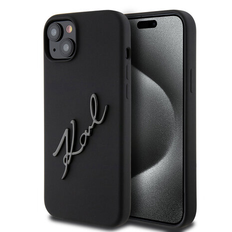 Karl Lagerfeld Karl Lagerfeld iPhone 15 Plus & iPhone 14 Plus Back-Cover hul - Karl script logo - Schwarz Karl Lagerfeld Karl Lagerfeld iPhone 15 Plus & iPhone 14 Plus Back-Cover hul - Karl script logo - Schwarz